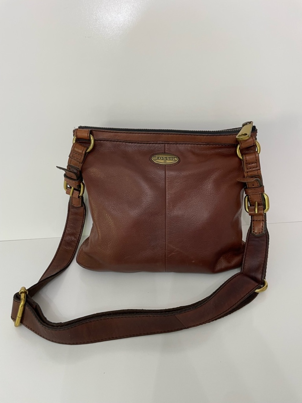 Fossil VTG Leather Explorer Brown Crossbody Shoulder Mailman Bag Boho Cottage